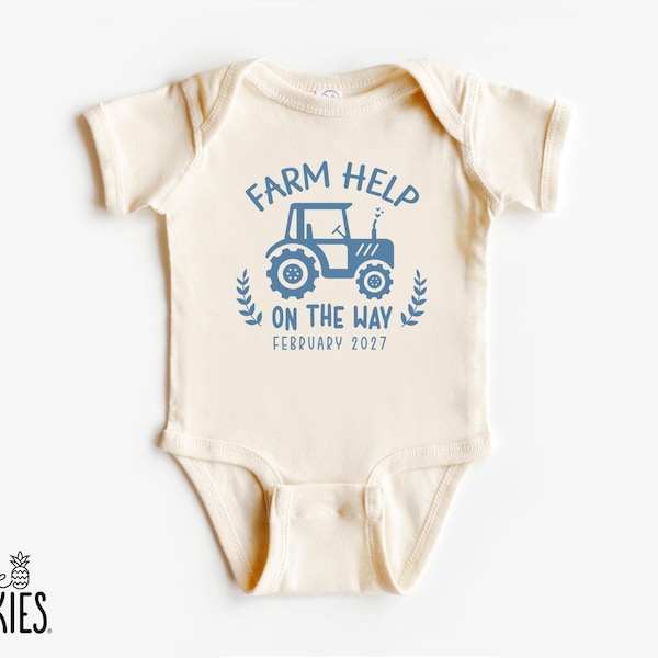 Pijamas de ayuda en camino para la granja® Marca: Anuncio de bebé personalizado de agricultura - OL15679