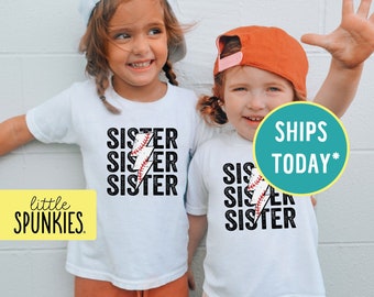 Summer Graphic Tees, Lightning Baseball Sister Toddler T-Shirt, Toddler Baseball Shirts for Kids