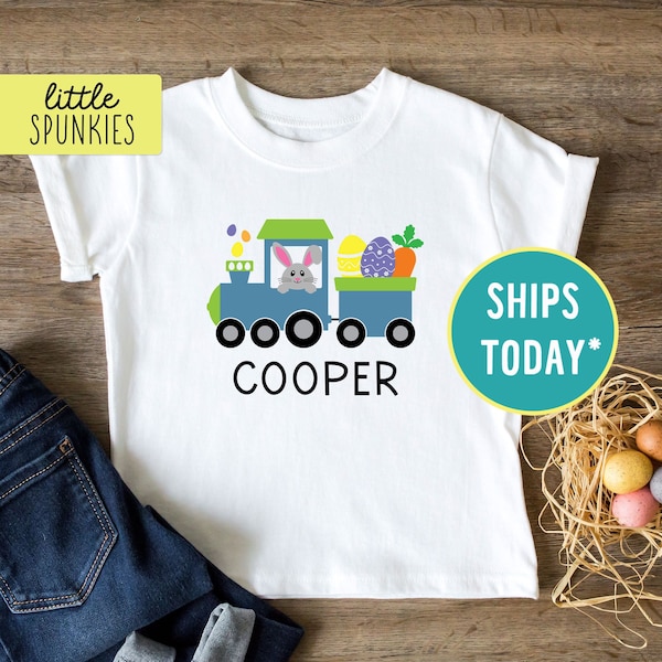 Personalized Easter Bunny Train Shirt, Toddler Custom Name T-Shirt, Cute Train Shirt for Kids (EASTER BUNNY TRAIN)