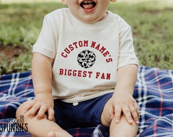 Sibling Cheerleading Shirt, Personalized Name's Biggest Fan Tshirt with Pom Pom, Cheer Graphic Tee - XL25004
