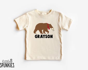 Ring Bearer Proposal Gift, Brown Bear with Diamond Ring T-Shirt, Natural Toddler Tee - AAL27953