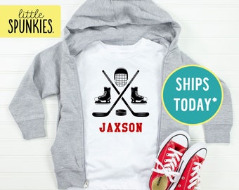 Hockey Gear with Name Shirt, Personalized Sport Tshirt, Kids Hockey Player (HOCKEY GEAR)