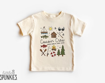 Custom Cousin Crew Shirts for Kids: Colorful Coquette Lake Doodles Tee - YL26057