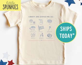 Boho Graphic Tee, Liberty and Justice for All Natural T-Shirt, Independence Day Tee