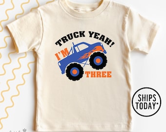 Third Birthday Monster Truck Graphic Tee: Truck Yeah! I'm Three - PL16872