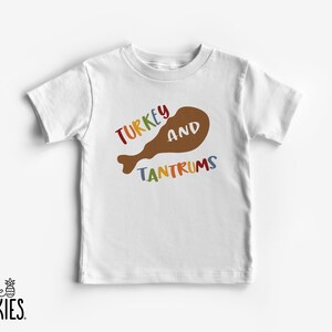 Funny Toddler Thanksgiving Shirt: Turkey & Tantrums Graphic Tee - JL10276