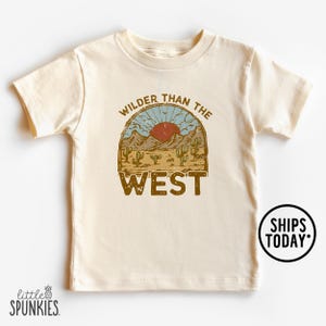 Desert Theme Shirts for Kids, Wilder than the West Toddler Graphic Tee, Retro Boho Western T-Shirt - BBL28230