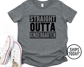 Straight Outta Kindergarten Shirt, Kids Graduation Outfit, Funny Last Day of School T-Shirt - VL22484
