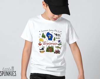 Someone Loves Me in Wisconsin Shirt: State Coquette Doodles Kids Graphic Tees - ML13449
