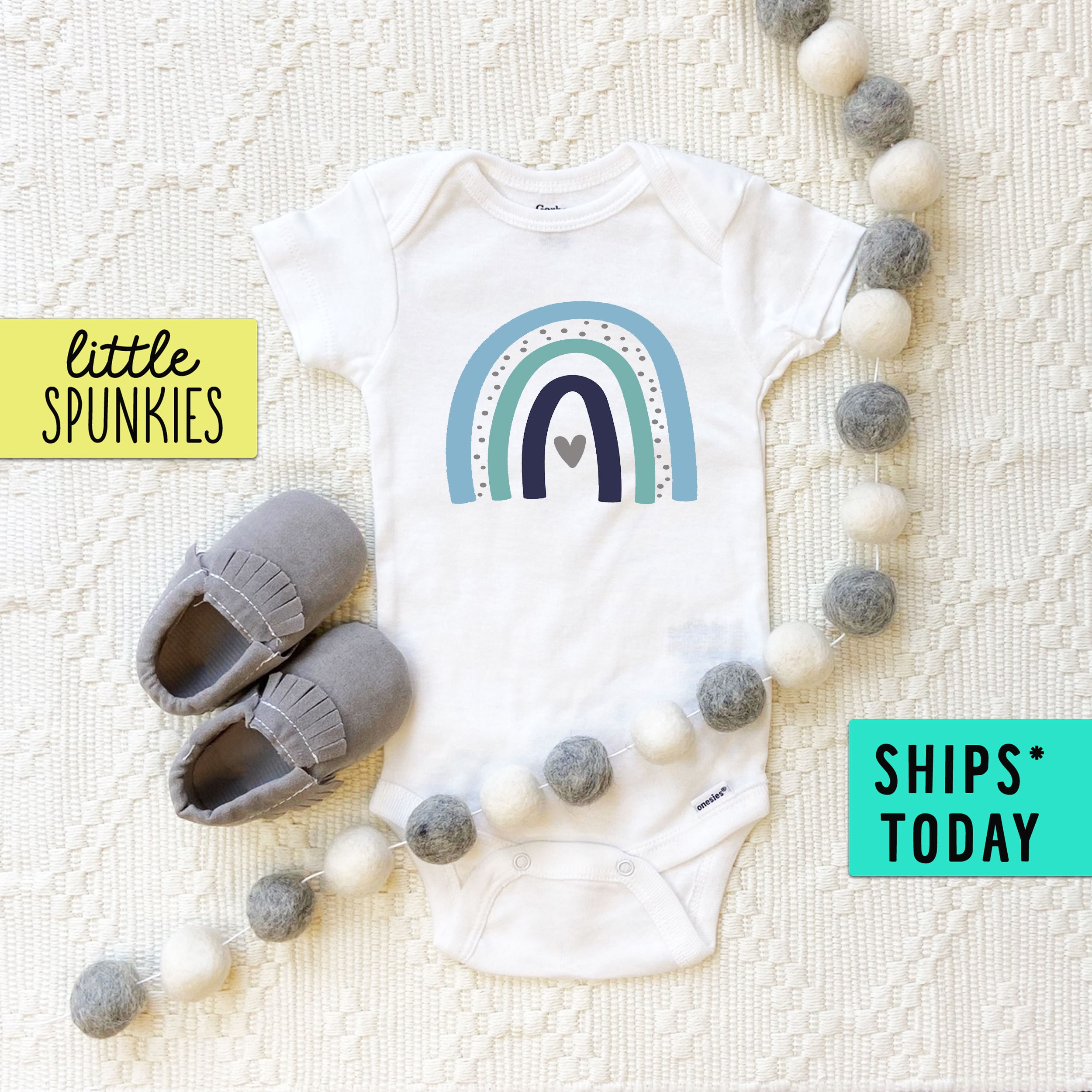Baby Boy Rainbow Onesie® Blue Rainbow Onesies® Cute Rainbow Etsy
