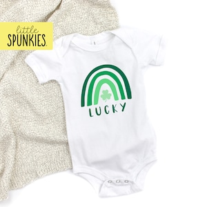 Cute St Patricks Day Outfit, Lucky Rainbow Onesies® Brand, Infant Baby Bodysuit