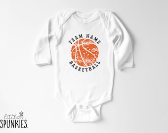 Distressed Basketball Team Name Onesies® Brand: Sports Baby Bodysuit - XL24803