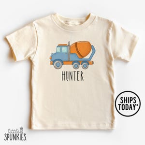 Cement Truck Shirt for Boys, Watercolor Cement Truck with Name Natural Tee, Custom Boys Infant Tee - ZL26867