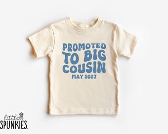 Groovy Promoted to Big Cousin Graphic Tee: Retro  Cousin Shirt with Custom Date - RL18980