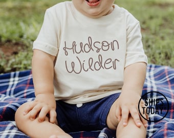 Vintage Country Shirts, Western Rope with Custom Name Natural Tee, Personalized Graphic Tees for Kids - BBL28227