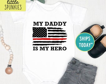 Daddy is my Hero Onesies® Brand, Firefighter Infant Bodysuit, Cute Father's Day Onesies® Brand (FIREFIGHTER)