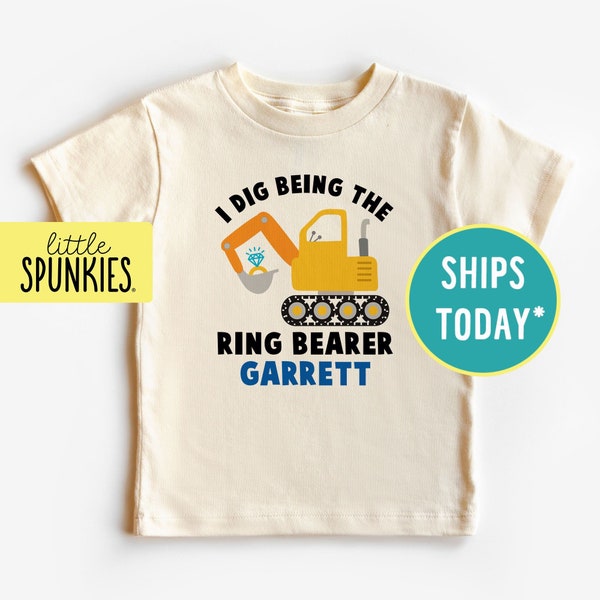 Personalized Wedding Gift for Kids, I Dig Being the Ring Bearer T-Shirt, Natural Toddler Graphic Tee (I DIG BEING the Ring Bearer)