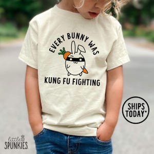 Funny Ninja Bunny T-Shirt: Every Bunny was Kung Fu Fighting Easter Shirt - EL5633