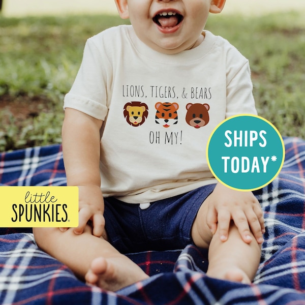 Retro Animal Graphic Tees, Lions Tigers & Bears Oh My Natural Toddler Tee, Cute Animal Shirt