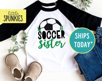 Soccer Sister Toddler Raglan, Kids Sibling Shirt, Girls Sports Baseball Tee