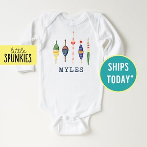 Watercolor Fishing Lures Onesies® Brand with Custom Name, Cute Gift for Fish Lover, Personalized Onesies® Brand (WATERCOLOR FISHING LURES)