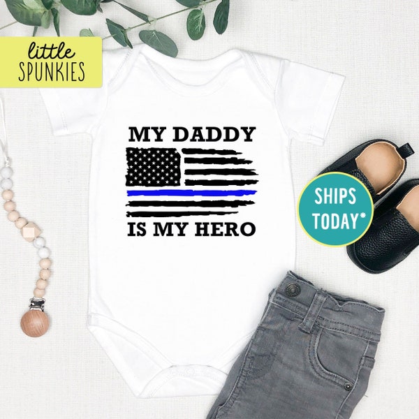 Daddy is my Hero Onesies® Brand, Police Dad Infant T-Shirt, Father's Day Onesies® Brand (POLICE)