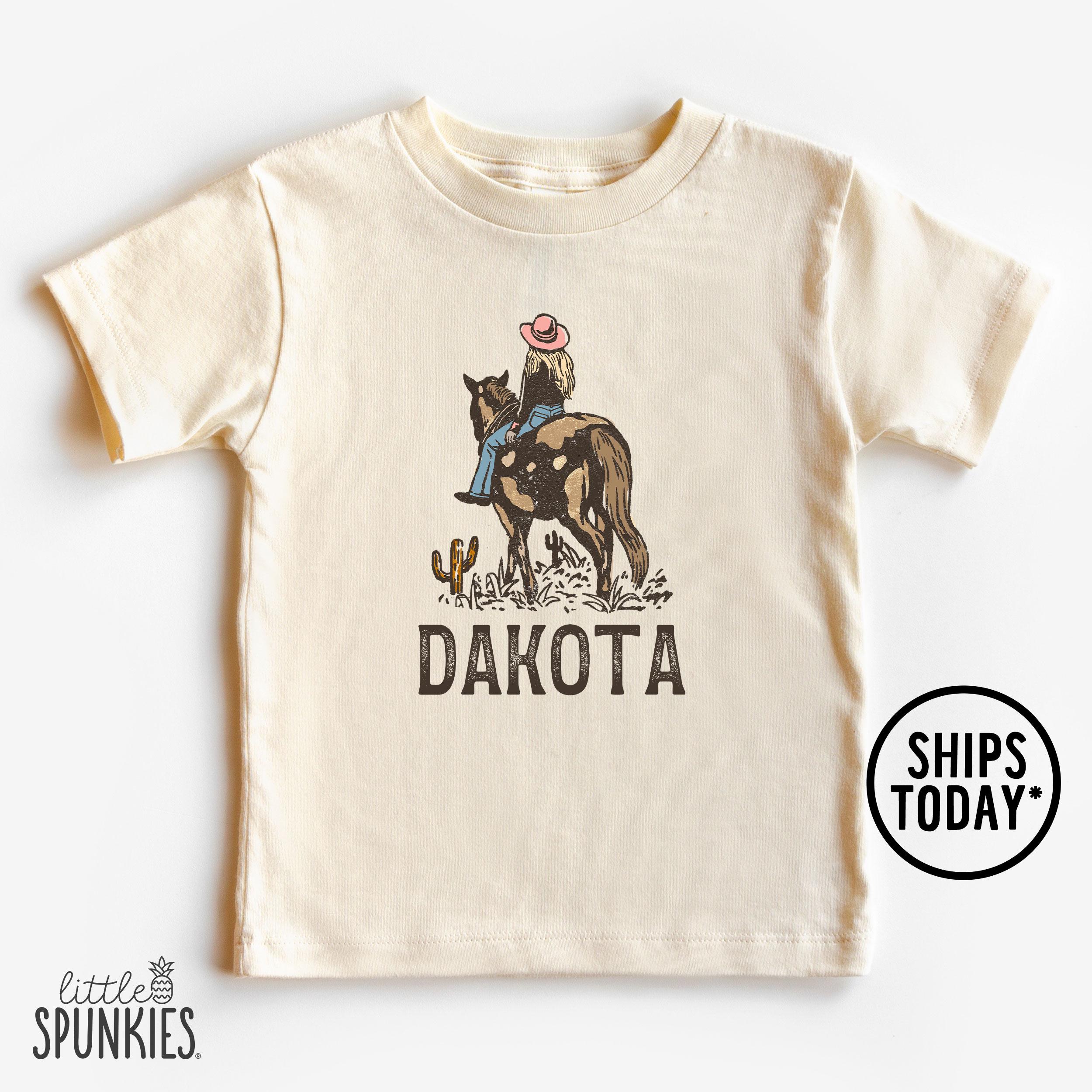 Custom Cowgirl T-Shirt with Name, Personalized Pink Cowgirl Toddler Shirt, Country Western Graphic Tee for Girls - BBL28176