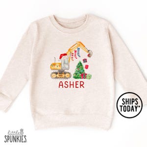 Personalized Christmas Excavator Kids Sweatshirt: Boys Holiday Outfit - BL2538