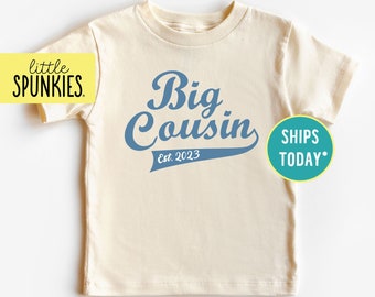 Vintage Matching Cousin Shirts, Athletic Big Cousin with Custom Est. Year, Natural Toddler Shirt (ATHLETIC BIG COUSIN)