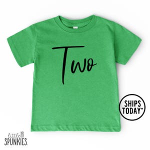 Handwritten Two Birthday Party T-Shirt, 2nd Birthday Cake Smash Shirt, Turning 2 Years Old Graphic Tee (BLACK INK) - PL16782