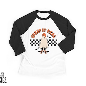 Retro Halloween Raglan, Creep It Real Skateboarding Graphic Tee, Toddler Boy Fall Shirts - GL7861