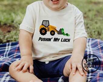 Boys' St. Patrick's Day Construction Shirt: Pushin' My Luck Graphic Tee - IL10064