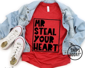 Mr. Steal Your Heart Shirt: Funny Valentine's Day Tee for Boys - KL11342
