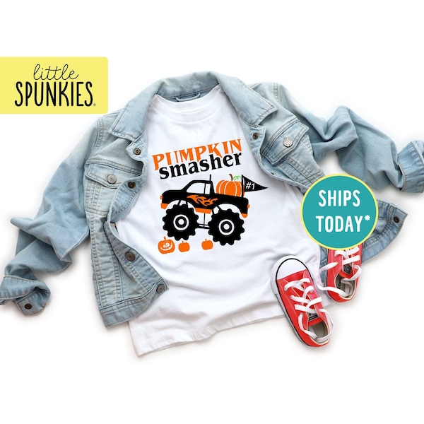 Halloween Monster Truck Shirt, Pumpkin Smasher T-Shirt, Boys Halloween Shirts