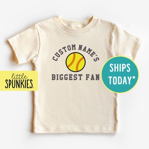 Custom Name Biggest Fan Natural Tee, Personalized Name Shirt, Retro Sports Gift (Custom NAME BIGGEST FAN - Softball)
