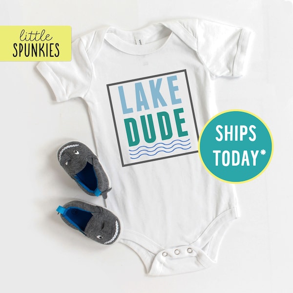 Cute Summer Outfit for Boys, Lake Dude Onesies® Brand, Boating Top for Boy Baby Bodysuit