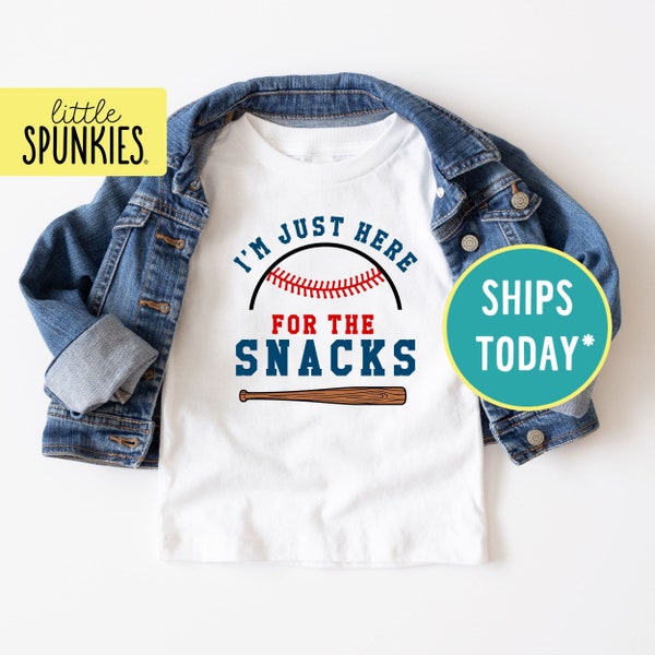 Baseball Lover Shirt, I'm Just Here for the Snacks Toddler Tee, Game Day Vibes Shirts for Kids (BASEBALL)