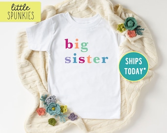 Big Sister T-Shirt, Big Sister Multi Color Graphic Tee, New Big Sister Shirt