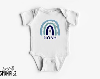 Personalized Baby Boy Onesies® Brand: Blue Rainbow Name Bodysuit - CCL29152