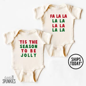 Twins Matching Christmas Infant Bodysuit: To Be Jolly & Fa La La Onesies® Brand - BL2656