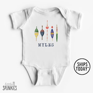Watercolor Bobbers Onesies® Brand with Custom Name, Cute Gift for Fish Lover, Personalized Onesies® Brand - YL25961