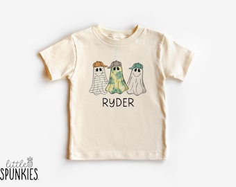 Boy Three Ghosts with Personalized Name T-Shirt: Halloween Shirt for Boys - GL7846