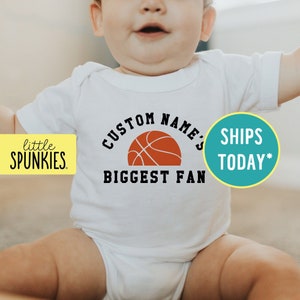 Custom Name's Biggest Fan Onesies® Brand, Personalized Basketball Onesies® Brand, Sports Fan Shirt (Custom NAME BIGGEST FAN - Basketball)