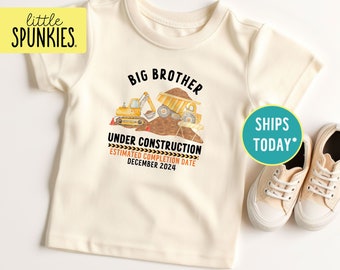 Big Brother Under Construction, Custom Date Shirt, Toddler Natural Tee (BROTHER UNDER CONSTRUCTION)