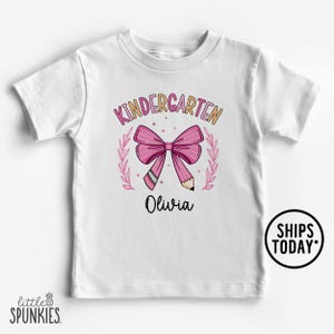 Girls Kindergarten Shirt: Pink Coquette Bow Back to School Graphic Tee - WL23666