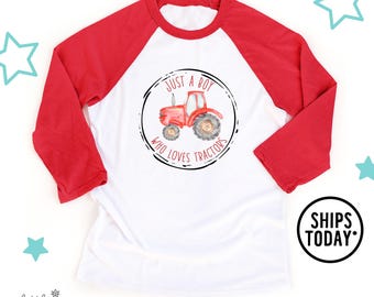 Just a Boy Who Loves Tractors Raglan: Farm Themed Outfit - SL19166