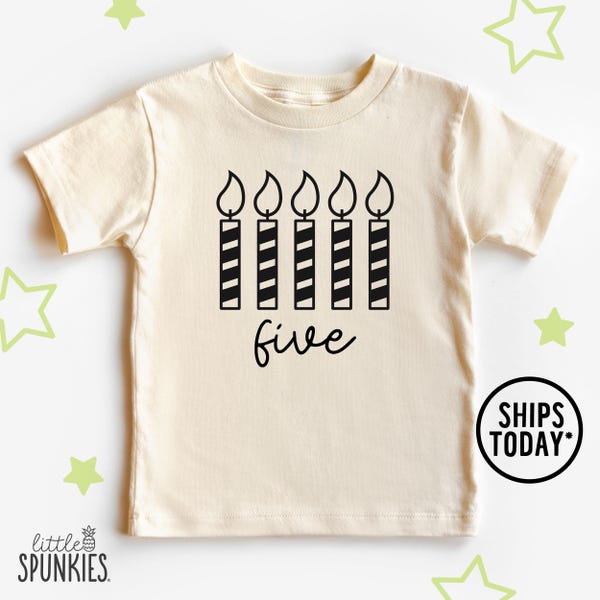 Five Candle Birthday Graphic Tee: 5th Birthday Party Shirt - PL16758