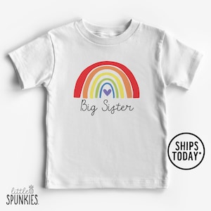 Cute Big Sister T-Shirt, Big Sister Colorful Rainbow Shirt, New Big Sister Graphic Tee - RL19098