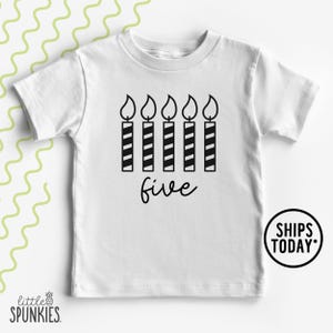 Five Birthday Candles Shirt: Minimalist 5th Birthday Party Tee for Boys and Girls - PL16758