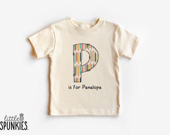 Personalized Color Pencil Letter T-Shirt: Kids Back to School Tee - WL23558